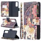 For Huawei P smart 2021 / Y7a Colored Drawing Pattern Zipper Horizontal Flip Leather Case with Holder & Card Slots & Wallet(Flower Elephant) - 1