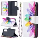 For Huawei P smart 2021 / Y7a Colored Drawing Pattern Zipper Horizontal Flip Leather Case with Holder & Card Slots & Wallet(Sun Flower) - 1