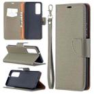 For Huawei P smart 2021 / Y7a Litchi Texture Pure Color Horizontal Flip PU Leather Case with Holder & Card Slots & Wallet & Lanyard(Grey) - 1