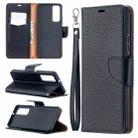 For Huawei P smart 2021 / Y7a Litchi Texture Pure Color Horizontal Flip PU Leather Case with Holder & Card Slots & Wallet & Lanyard(Black) - 1