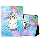 For Huawei Honor Pad 6 / X6 & Enjoy 2 & MatePad T10 / T10S Colored Drawing Horizontal Flip Leather Case with Holder & Card Slots(Unicorn) - 1