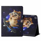 For Samsung Galaxy Tab A 10.1 2019 T515/T510 Colored Drawing Horizontal Flip Leather Case with Holder & Card Slots(Skateboard Cat) - 1