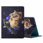 For 10 inch Tablet PC Universal Colored Drawing Horizontal Flip Leather Case with Holder & Card Slots(Skateboard Cat) - 1