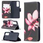 For Huawei P smart 2021 / Y7a Colored Drawing Pattern Horizontal Flip Leather Case with Holder & Card Slots & Wallet(Lotus) - 1