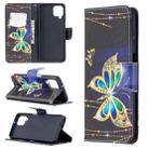 For Samsung Galaxy A12 Colored Drawing Pattern Horizontal Flip Leather Case with Holder & Card Slots & Wallet(Golden Butterfly) - 1