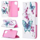 For Samsung Galaxy A12 Colored Drawing Pattern Horizontal Flip Leather Case with Holder & Card Slots & Wallet(Two Butterflies) - 1