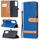 For Huawei P smart 2021 / Y7a Lite Color Matching Denim Texture Horizontal Flip Leather Case with Holder & Card Slots & Wallet & Lanyard(Blue) - 1