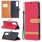 For Huawei P smart 2021 / Y7a Lite Color Matching Denim Texture Horizontal Flip Leather Case with Holder & Card Slots & Wallet & Lanyard(Red) - 1
