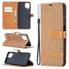 For Samsung Galaxy A12 Lite Color Matching Denim Texture Horizontal Flip Leather Case with Holder & Card Slots & Wallet & Lanyard(Brown) - 1