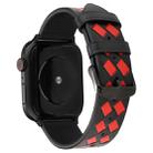 For Apple Watch Series 8&7 41mm / SE 2&6&SE&5&4 40mm / 3&2&1 38mm Woven Pattern Genuine Leather Strap(Black Red) - 1