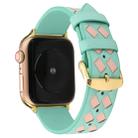 For Apple Watch Ultra 49mm / Series 8&7 45mm / SE 2&6&SE&5&4 44mm / 3&2&1 42mm Woven Pattern Genuine Leather Strap(Green Pink) - 1