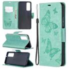 For Huawei P smart 2021 / Y7a Two Butterflies Embossing Pattern Horizontal Flip Leather Case with Holder & Card Slot & Wallet & Lanyard(Green) - 1