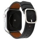 For Apple Watch Series 7 41mm / 6 & SE & 5 & 4 40mm / 3 & 2 & 1 38mm Modern Style Buckle Genuine Leather Strap(Black) - 1