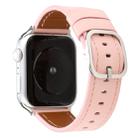 For Apple Watch Series 7 45mm / 6 & SE & 5 & 4 44mm / 3 & 2 & 1 42mm Modern Style Buckle Genuine Leather Strap(Pink) - 1