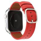 For Apple Watch Series 7 45mm / 6 & SE & 5 & 4 44mm / 3 & 2 & 1 42mm Modern Style Buckle Genuine Leather Strap(Red) - 1