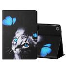 For Huawei MediaPad M5 Lite 10.1 Colored Drawing Horizontal Flip Leather Case with Holder & Card Slots & Sleep / Wake-up Function(Butterfly Cat) - 1