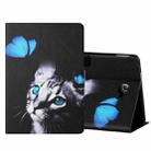 For Samsung Galaxy Tab A 10.1 T580/T585 (2016) Colored Drawing Horizontal Flip Leather Case with Holder & Card Slots & Sleep / Wake-up Function(Butterfly Cat) - 1