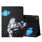 For Samsung Galaxy Tab A7 (2020) T500/T505 Colored Drawing Horizontal Flip Leather Case with Holder & Card Slots & Sleep / Wake-up Function(Butterfly Cat) - 1