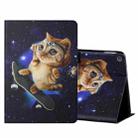 For Amazon Kindle Fire HD10 2015 / 2017 / 2019 Colored Drawing Horizontal Flip Leather Case with Holder & Card Slots & Sleep / Wake-up Function(Skateboard Cat) - 1