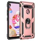 For LG K51S Shockproof TPU + PC Protective Case with 360 Degree Rotating Holder(Rose Gold) - 1