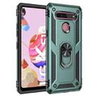 For LG K51S Shockproof TPU + PC Protective Case with 360 Degree Rotating Holder(Dark Green) - 1