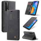 For Huawei P Smart 2021 CaseMe-013 Multifunctional Retro Frosted Horizontal Flip Leather Case with Card Slot & Holder & Wallet(Black) - 1
