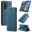 For Huawei P Smart 2021 CaseMe-013 Multifunctional Retro Frosted Horizontal Flip Leather Case with Card Slot & Holder & Wallet(Blue) - 1