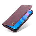 For Huawei P Smart 2021 CaseMe-013 Multifunctional Retro Frosted Horizontal Flip Leather Case with Card Slot & Holder & Wallet(Wine Red) - 9
