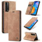 For Huawei P Smart 2021 CaseMe-013 Multifunctional Retro Frosted Horizontal Flip Leather Case with Card Slot & Holder & Wallet(Brown) - 1