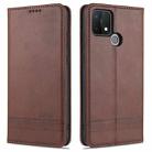 For OPPO A15 AZNS Magnetic Calf Texture Horizontal Flip Leather Case with Card Slots & Holder & Wallet(Dark Brown) - 1