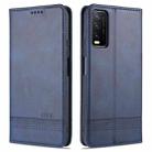 For vivo Y20 AZNS Magnetic Calf Texture Horizontal Flip Leather Case with Card Slots & Holder & Wallet(Dark Blue) - 1