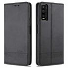 For vivo Y70s / Y51s / IQOO U1 AZNS Magnetic Calf Texture Horizontal Flip Leather Case with Card Slots & Holder & Wallet(Black) - 1