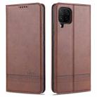 For Samsung Galaxy A42 5G AZNS Magnetic Calf Texture Horizontal Flip Leather Case with Card Slots & Holder & Wallet(Dark Brown) - 1