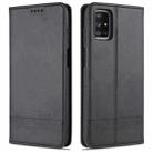 For Samsung Galaxy M51 (Side Fingerprint) AZNS Magnetic Calf Texture Horizontal Flip Leather Case with Card Slots & Holder & Wallet(Black) - 1