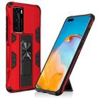 For Huawei P40 Shockproof TPU + PC Magnetic Protective Case with Holder(Red) - 1