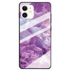 For iPhone 12 mini Fashion Marble Tempered Glass Protective Case (Purple) - 1
