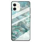 For iPhone 12 mini Fashion Marble Tempered Glass Protective Case (Cyan) - 1