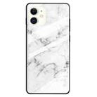 For iPhone 12 mini Fashion Marble Tempered Glass Protective Case (White) - 1