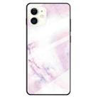 For iPhone 12 mini Fashion Marble Tempered Glass Protective Case (Pink) - 1