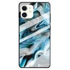 For iPhone 12 mini Fashion Marble Tempered Glass Protective Case (Ink Blue) - 1