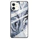 For iPhone 12 mini Fashion Marble Tempered Glass Protective Case (Ink Black) - 1