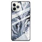 For iPhone 12 / 12 Pro Fashion Marble Tempered Glass Protective Case(Ink Black) - 1