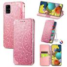 For Samsung Galaxy A71 Blooming Mandala Embossed Pattern Magnetic Horizontal Flip Leather Case with Holder & Card Slots & Wallet(Pink) - 1
