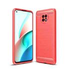 For Xiaomi Redmi Note9 5G Brushed Texture Carbon Fiber TPU Case(Red) - 1