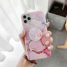 For iPhone 11 Pro Frosted IMD Series TPU Protective Case with Holder (Pink) - 1