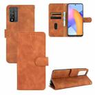 For Huawei Honor 10X Lite Solid Color Skin Feel Magnetic Buckle Horizontal Flip Calf Texture PU Leather Case with Holder & Card Slots & Wallet(Brown) - 1