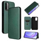 For Xiaomi Redmi Note 9 4G Carbon Fiber Texture Horizontal Flip TPU + PC + PU Leather Case with Card Slot(Green) - 1
