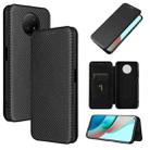 For Xiaomi Redmi Note 9 5G Carbon Fiber Texture Horizontal Flip TPU + PC + PU Leather Case with Card Slot(Black) - 1