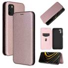 For Xiaomi Poco M3 Carbon Fiber Texture Horizontal Flip TPU + PC + PU Leather Case with Card Slot(Pink) - 1