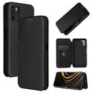 For Xiaomi Poco M3 Carbon Fiber Texture Horizontal Flip TPU + PC + PU Leather Case with Card Slot(Black) - 1